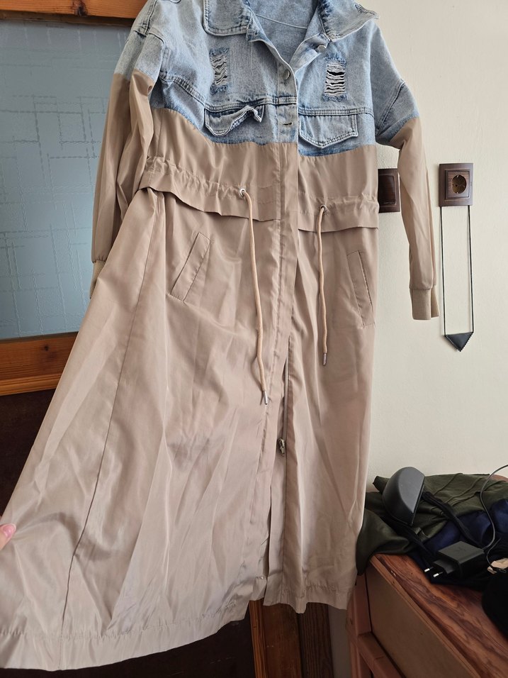 Düğmeli Yırtık Detaylı Kadın Denim Trenckot - Görsel 2