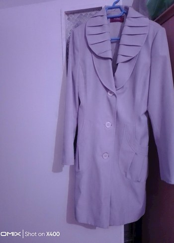 Krem renkli Uzun Kadın Kaban - Görsel 3