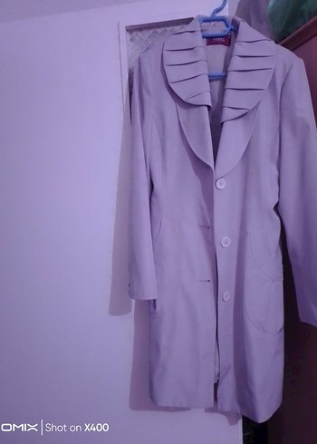 Krem renkli Uzun Kadın Kaban - Görsel 4