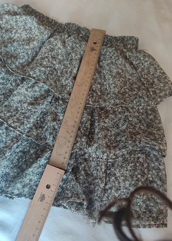 38 Beden Gri Fırfırlı Mini Etek