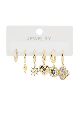 Vip altılı set küpe gold