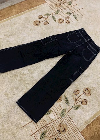 38 Beden siyah Renk Siyah Bol Kesim Midi Kadın Jean