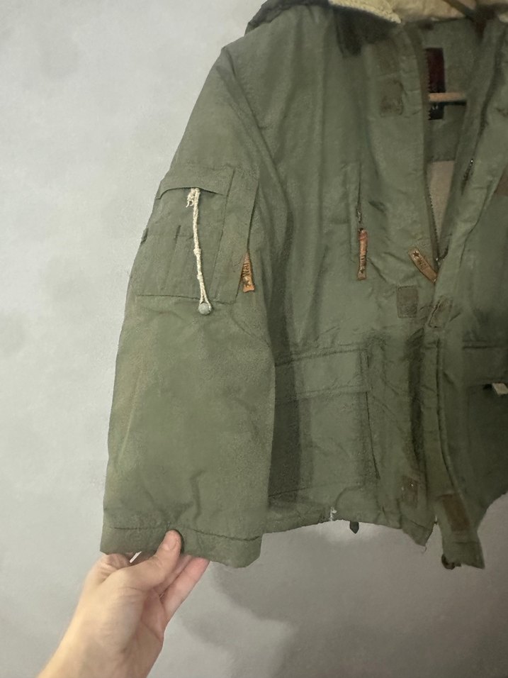 Erkek Çocuk Haki Kamuflaj Düğmeli Mont - Görsel 3