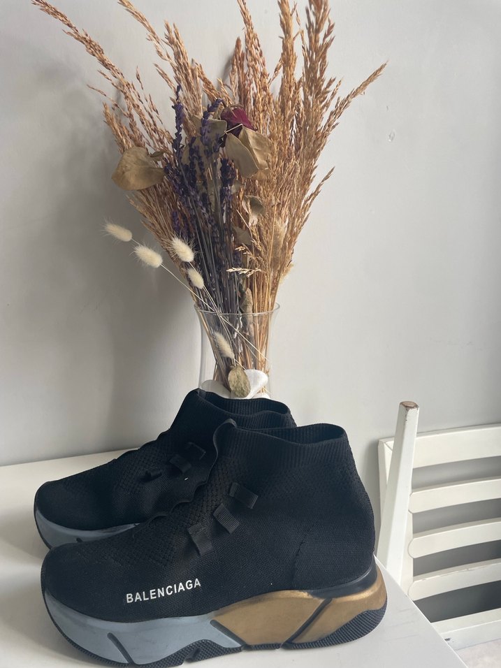 Siyah Bağcıklı Topuklu Kadın Spor Ayakkabı - Görsel 2