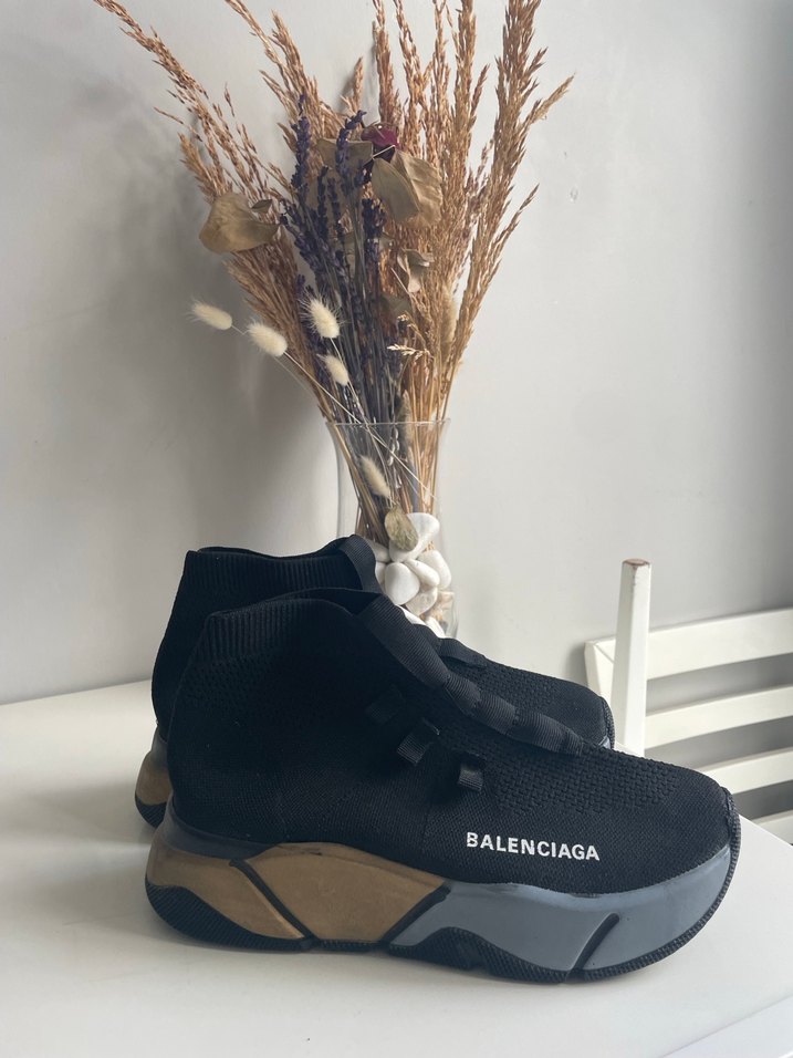 Siyah Bağcıklı Topuklu Kadın Spor Ayakkabı - Görsel 3