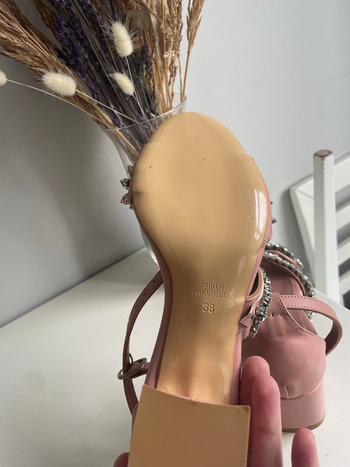 Pembe Taşlı Yüksek Topuklu Kadın Abiye Ayakkabı - Görsel 3