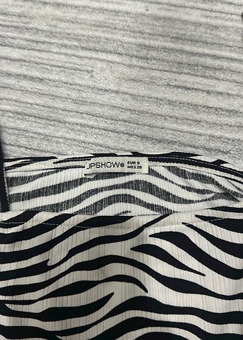 s Beden Zebra Desenli Zincir Detaylı Kadın Atlet