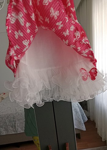 6-9 Ay Beden Pembe Nakışlı Pilili Strappy Hamile Bluzu