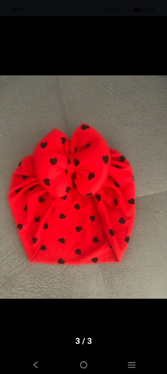 Kırmızı Puantiyeli Fiyonklu Çocuk Bere - Görsel 2