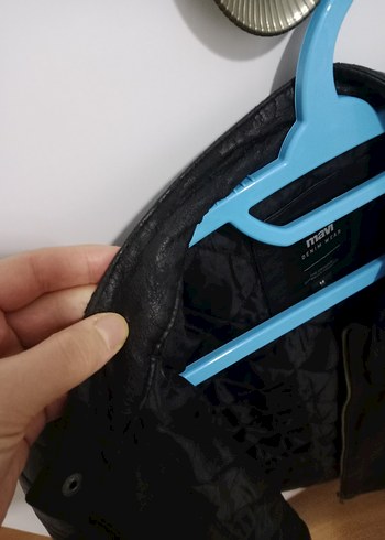 mavi Siyah Deri Biker Ceket - Görsel 4