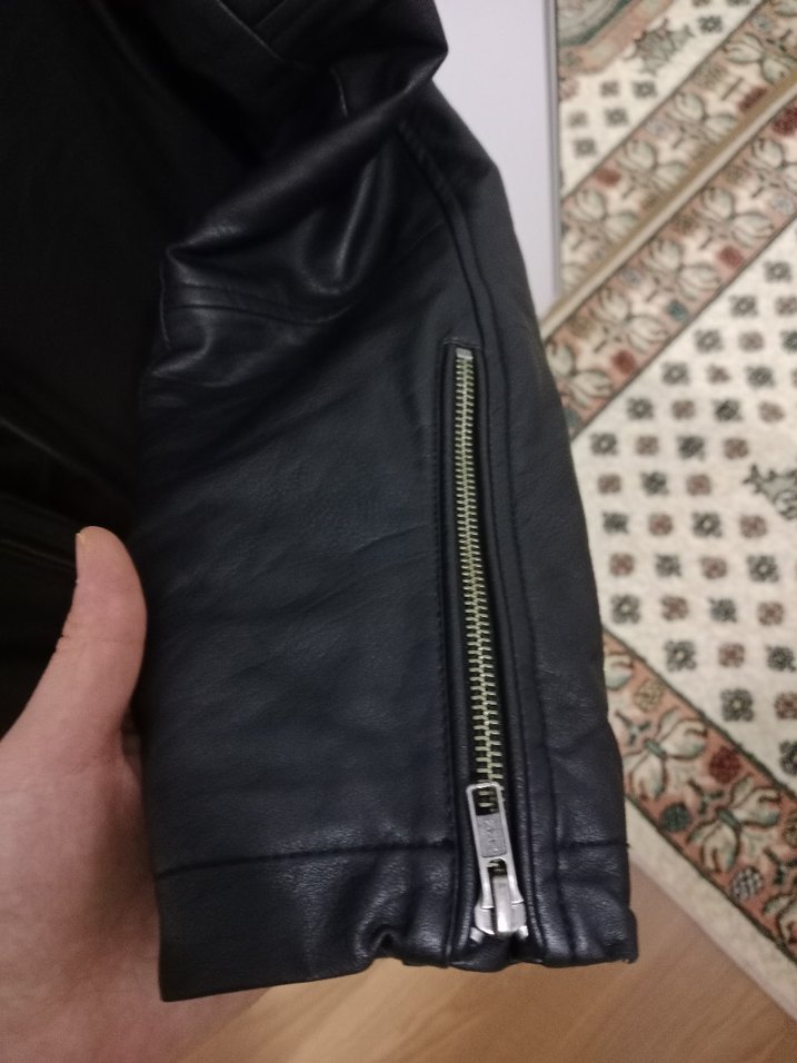 mavi Siyah Deri Biker Ceket - Görsel 3