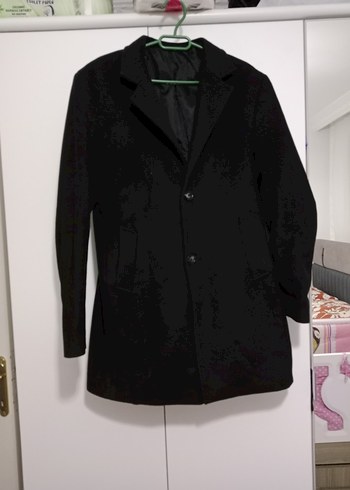 Siyah Erkek Düğmeli Midi Kaban - Görsel 3