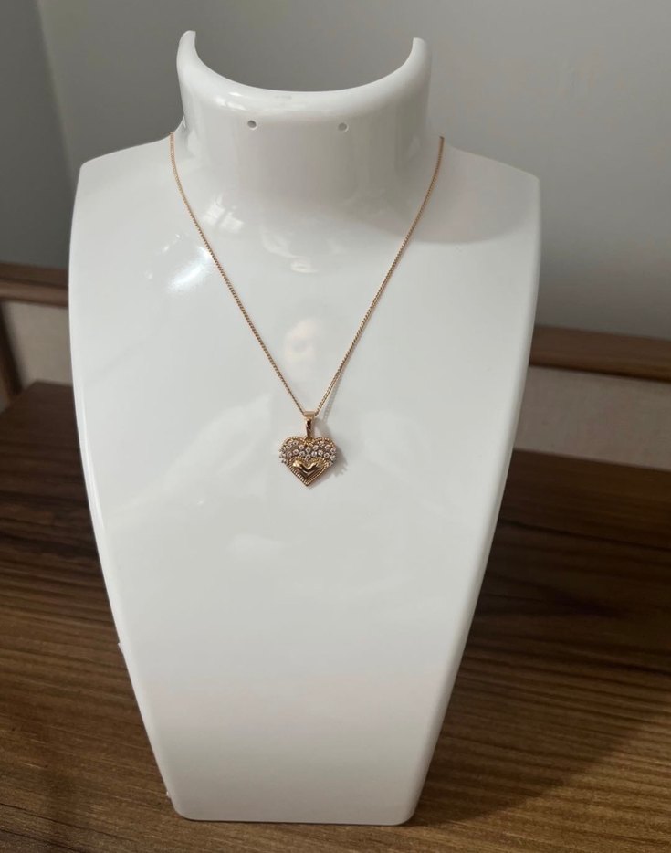 Rose Gold, Rodyum Kaplama Kalp Detaylı Altın Kolye - Görsel 2