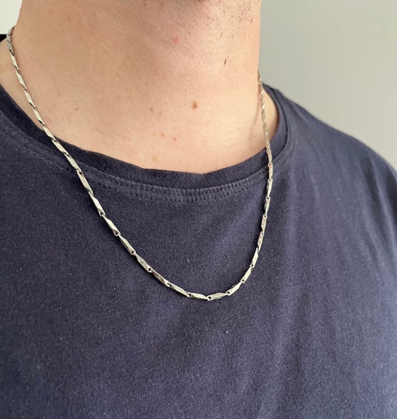 Gri Zincir Detaylı Minimalist Erkek Kolye - Görsel 3