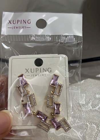 Xuping Marka Lila  Uzun Payetli Kadın Küpe - Görsel 4
