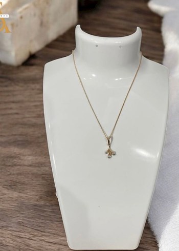 Beyaz Taşlı Salkım Model Çelik Kadın Kolye - Görsel 3