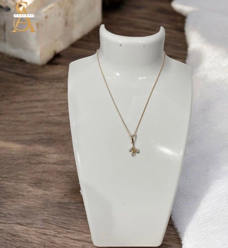 Beyaz Taşlı Salkım Model Çelik Kadın Kolye - Görsel 3