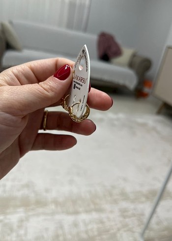 Rose Gold Renk Zincir Model Minimalist Küpe - Görsel 4