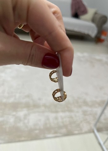 Rose Gold Renk Zincir Model Minimalist Küpe - Görsel 6