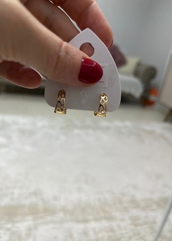 Rose Gold Renk Zincir Model Minimalist Küpe - Görsel 5