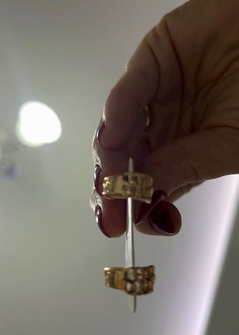 Rose Gold Renk Zincir Model Minimalist Küpe - Görsel 7