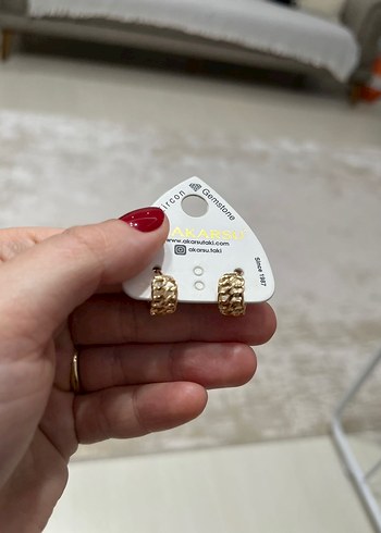 Rose Gold Renk Zincir Model Minimalist Küpe - Görsel 3