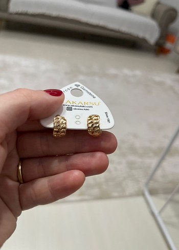 Rose Gold Renk Zincir Model Minimalist Küpe - Görsel 2