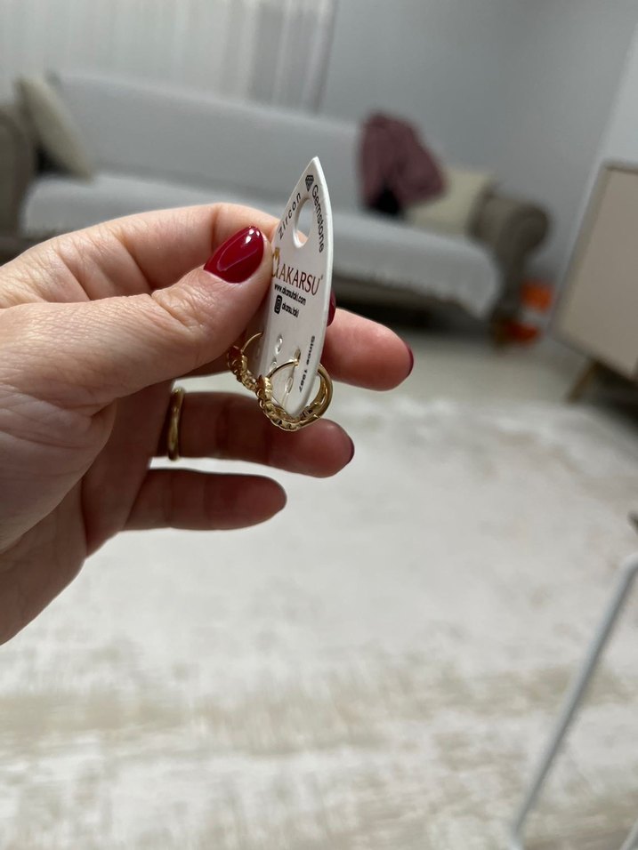 Rose Gold Renk Zincir Model Minimalist Küpe - Görsel 4