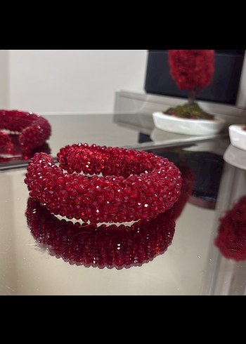 Uzun Kırmızı Drapeli Straplez Kadın kına elbisesi - Görsel 3