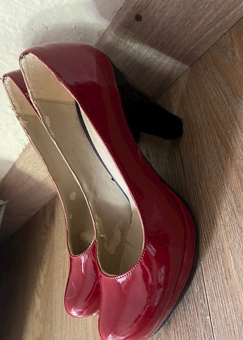 Diğer Parlak Kırmızı Stiletto Topuklu Kadın Ayakkabı
