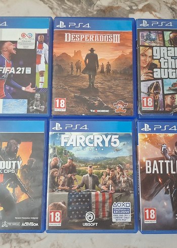 PS4 Oyun FIFA 21, Desperados III, GTA V, Far Cry 5, Battlefield