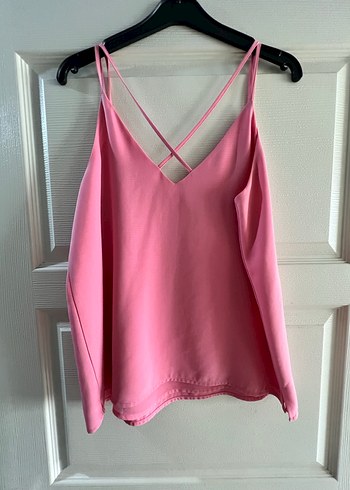 Pembe V-Yaka Askılı Mini Bluz - Görsel 2