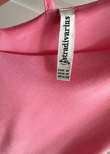 Pembe V-Yaka Askılı Mini Bluz - Görsel 3