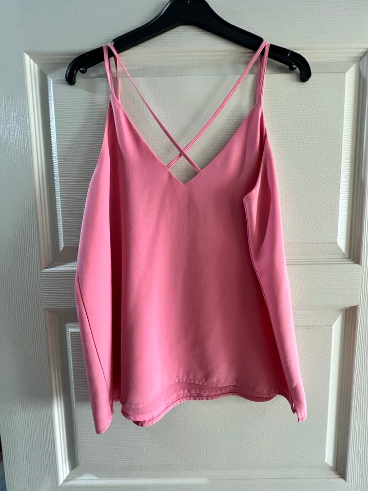 Pembe V-Yaka Askılı Mini Bluz - Görsel 2