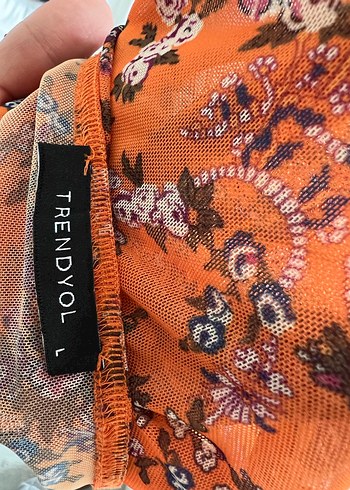 Turuncu Desenli Bohem Uzun Kollu Bluz - Görsel 4