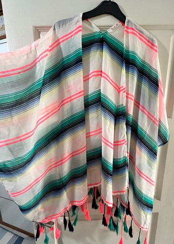 Çok Renkli Bağlama Desenli Plaj Panço - Görsel 3