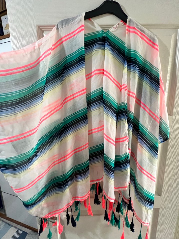 Çok Renkli Bağlama Desenli Plaj Panço - Görsel 3