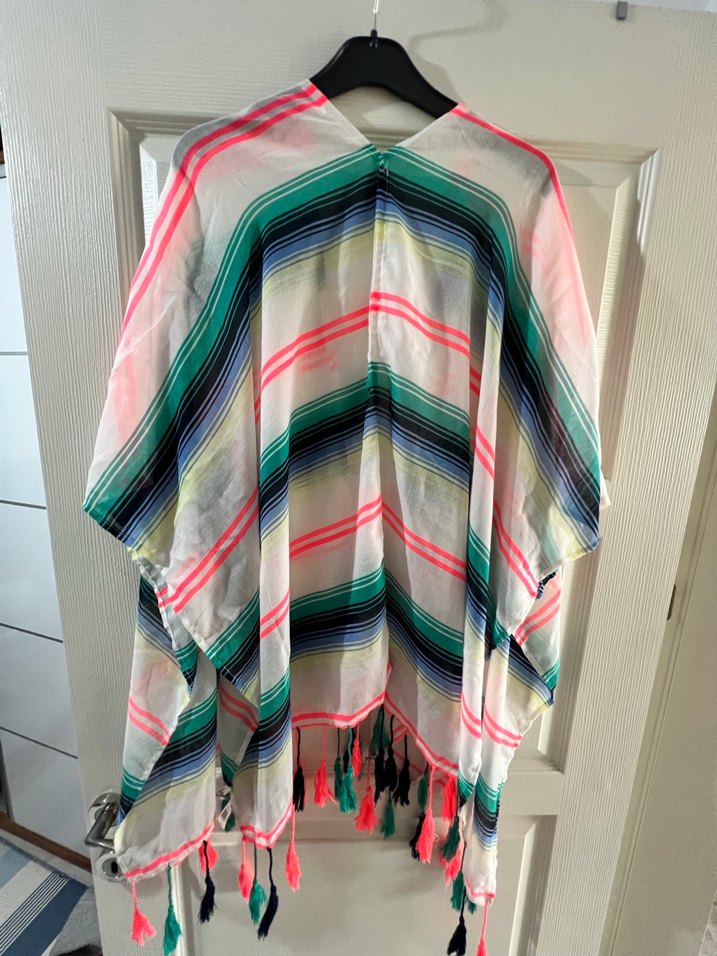 Çok Renkli Bağlama Desenli Plaj Panço - Görsel 2