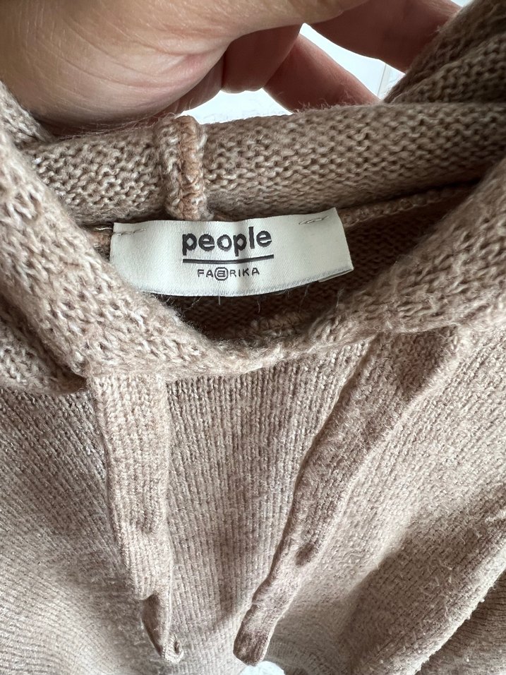 Bej Örgü Kadın Triko Sweatshirt - Görsel 4