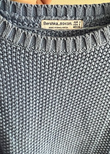 Mavi Örgü Salaş Kadın Kazak - Görsel 3