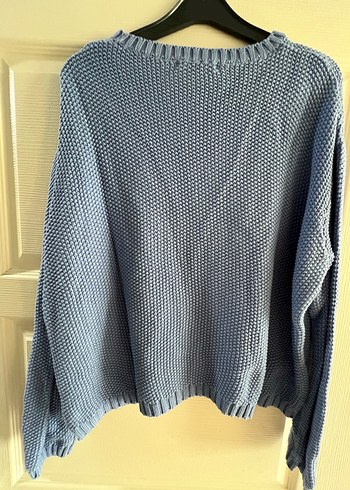 Mavi Örgü Salaş Kadın Kazak - Görsel 2