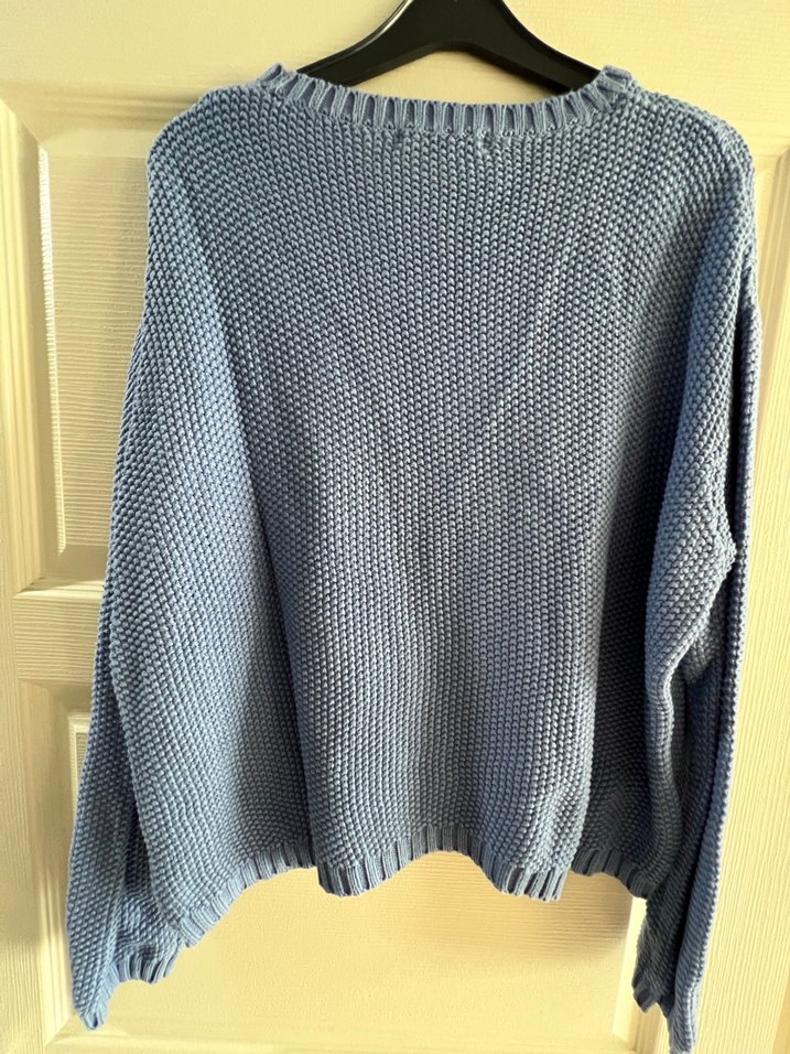 Mavi Örgü Salaş Kadın Kazak - Görsel 2