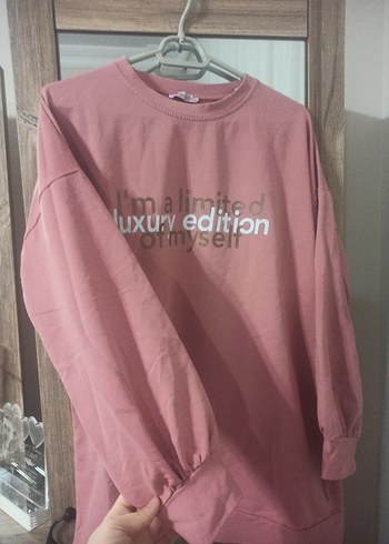 38 Beden Pembe Oversize Kadın Sweatshirt