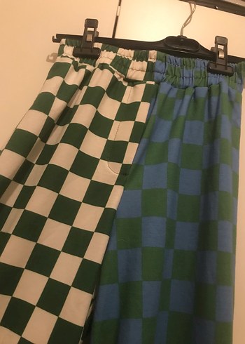 Ekose Dama Desenli Kadın Pantolon Eşofman