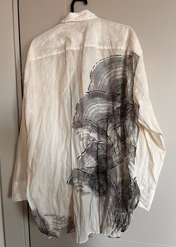 l Beden beyaz Renk Massimo Dutti L beden uzun tunik gömlek