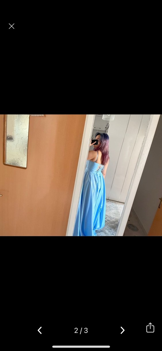 Mavi parlak helen kesim abiye - Görsel 2