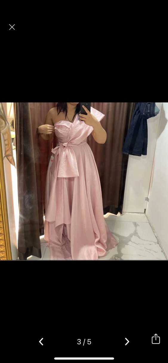 Pudra Pembe Drapeli Abiye Elbise - Görsel 4