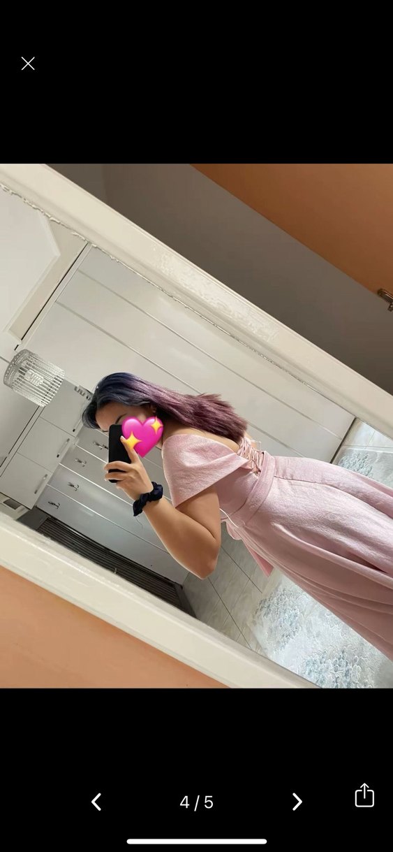 Pudra Pembe Drapeli Abiye Elbise - Görsel 3