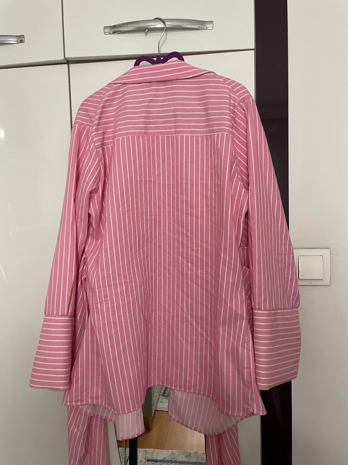 Pembe Bağlamalı Kadın kimono/gömlek - Görsel 4