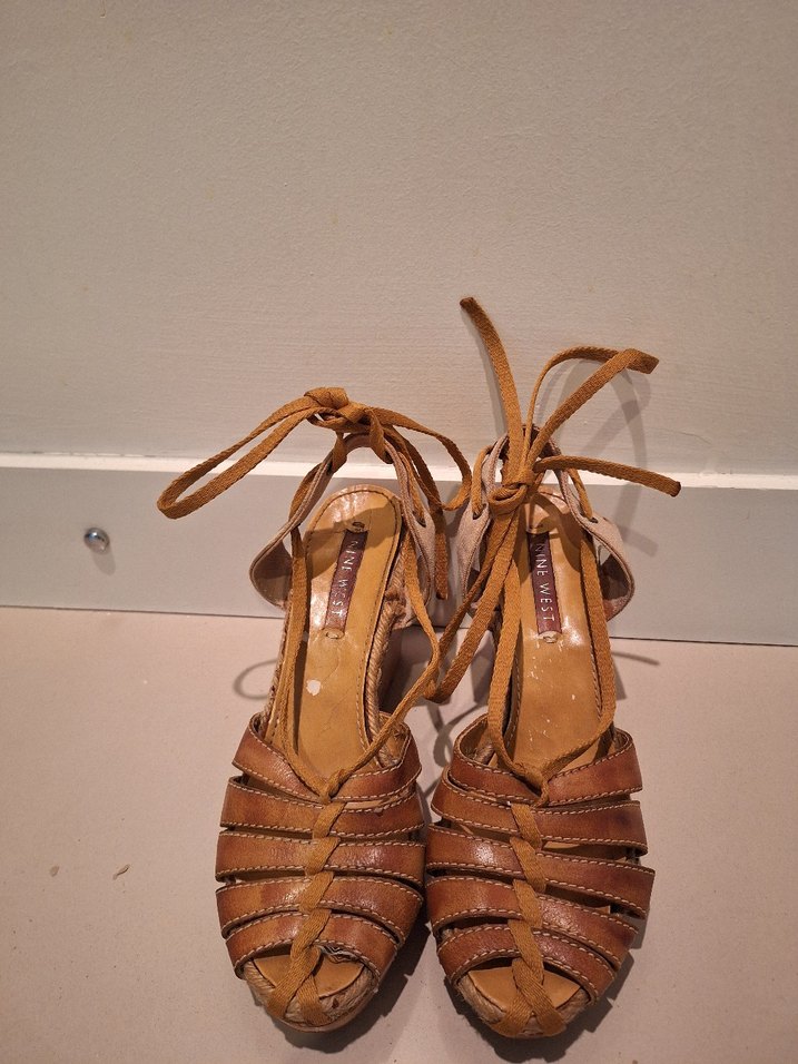 Bej Yılan Desenli Deri Dolgu Topuklu Sandalet - Görsel 5